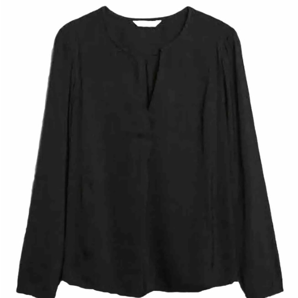 Banana Republic-Petite Essential Popover Top-Women's Size: PXS-Color: Black-NEW!